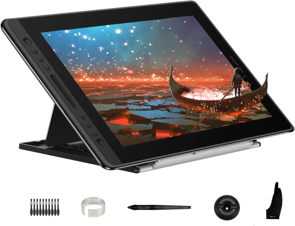 HUION KAMVAS Pro 16 Drawing Tablet with Screen, 15.6 inch Pen Display Anti-Glare Glass 6 Shortcut Keys Adjustable Stand, Graphics Tablet for Drawing, Writing, Design, Work with Windows, Mac and Linux